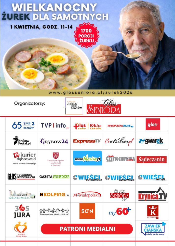 Wielkanocny Żurek dla samotnych w Krakowie - patronaty medialne