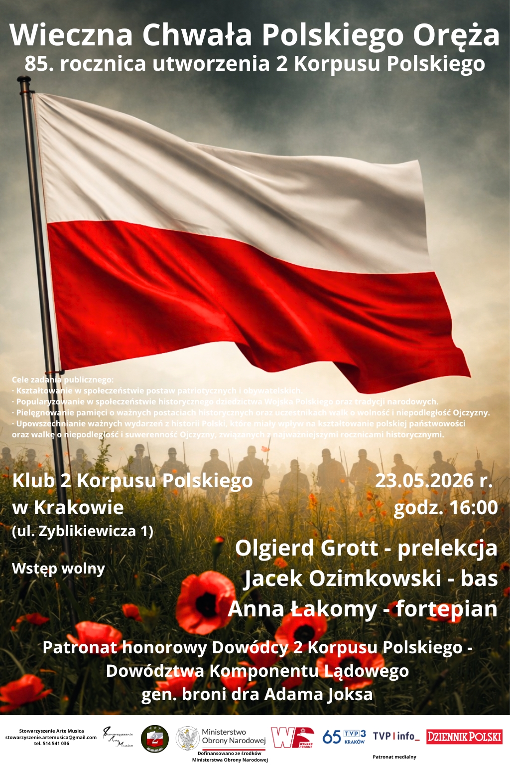 Zdjęcie przedstawia plakat wydarzenia "Wieczna Chwała Polskiego Oręża"