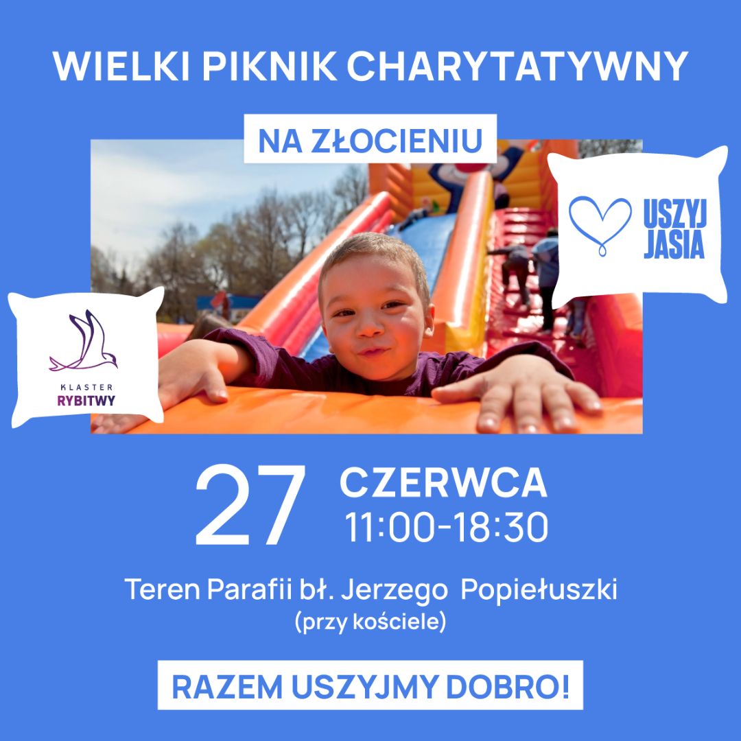 Zdjęcie przedstawia plakat wydarzenia Uszyj Jasia w Krakowie